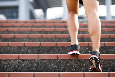 An athlete running on the stairs.healthy lifestyle concept.