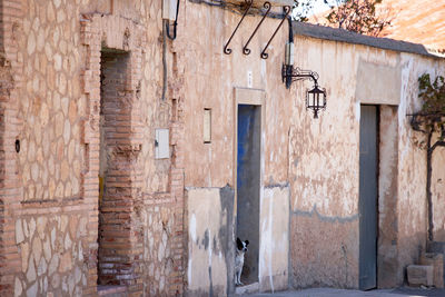 Closed door of abandoned building