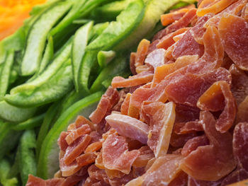 Close-up of dried papaya and kiwi