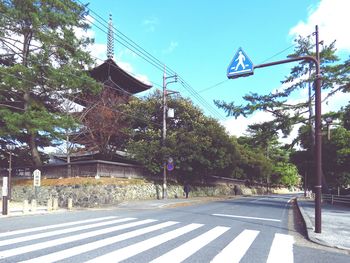 View of road along trees