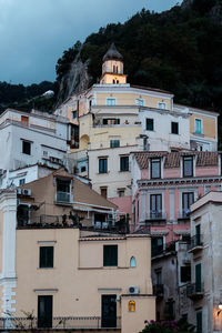 Low angle view of buildings in town