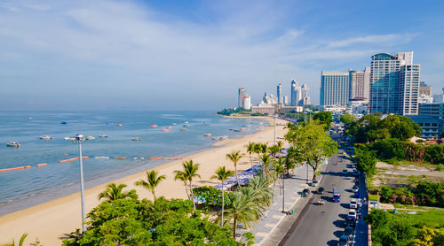 High angle view of sea against sky