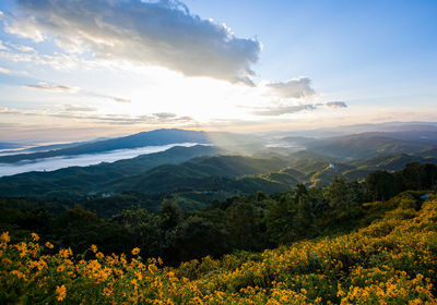 Scenic view of mountains against sky