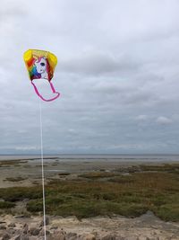 Hot air balloon over sea