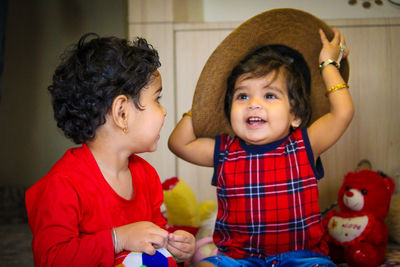 Portrait of smiling siblings