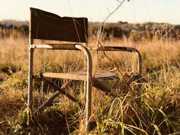 Vacant chair in a rural setting 