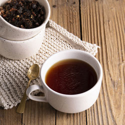 High angle view of tea on table