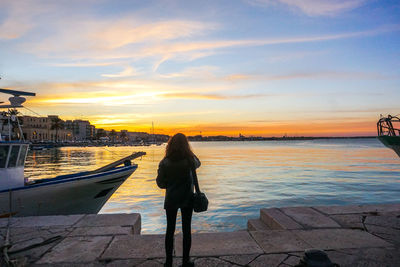 Molfetta at sunset harbour and seafront.