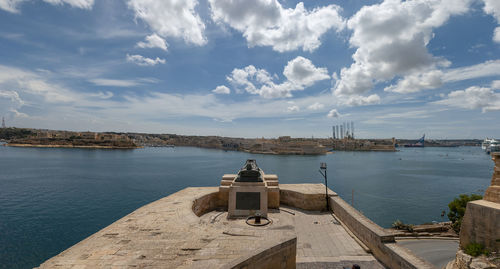 Panoramic view of sea against cloudy sky