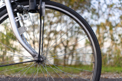 Close-up of bicycle wheel