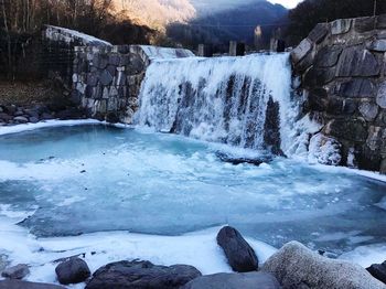 Scenic view of frozen lake during winter