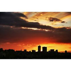 View of cityscape at sunset