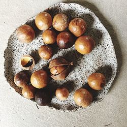 High angle view of eggs