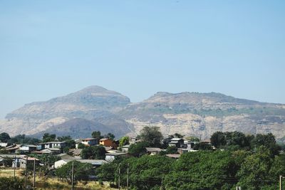 Scenic view of mountains against clear sky