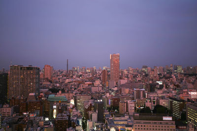Cityscape against clear sky