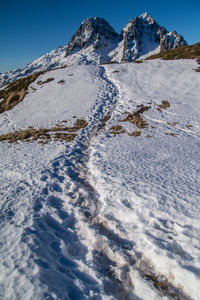 Scenic view of snowcapped mountains