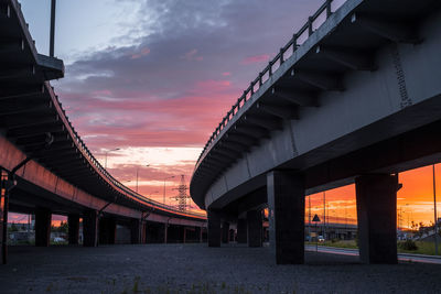 Bridge against sky during sunset