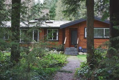 Houses with trees in background