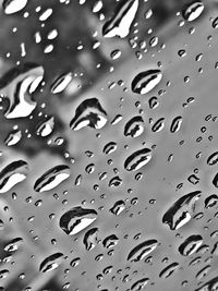 Full frame shot of raindrops on window