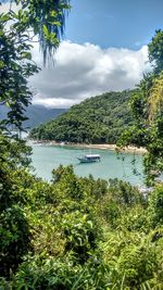 Scenic view of lake against sky