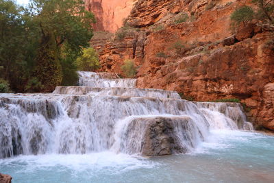 Scenic view of waterfall