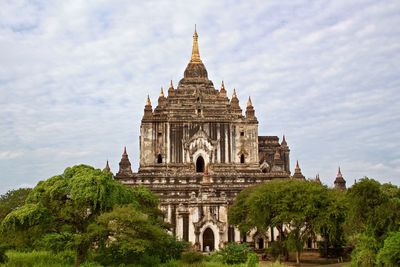 Low angle view of temple against sky