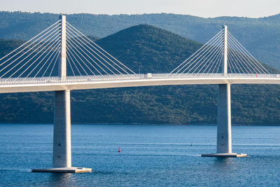 Bridge over sea against sky