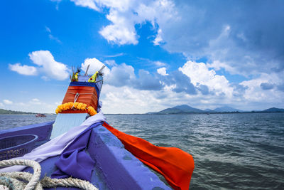 Scenic view of sea against blue sky