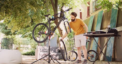 Man riding bicycle