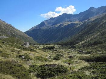 Scenic view of mountains against sky