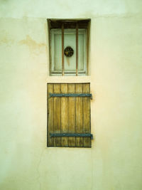 Close-up of window on wall of building