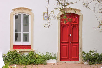 Closed door of building