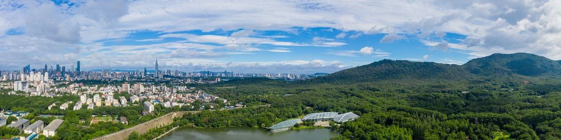 Panoramic view of townscape against sky