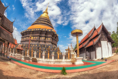 Panoramic view of temple against sky