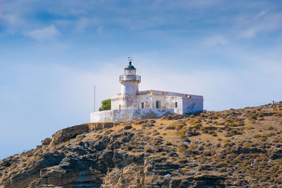 Low angle view of lighthouse against sky