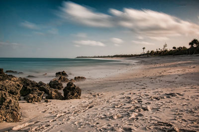 Scenic view of beach against sky