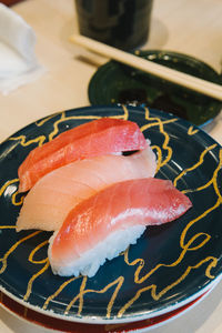 Close-up of sushi in plate