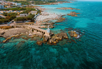 Aerial view of otranto lighthouse