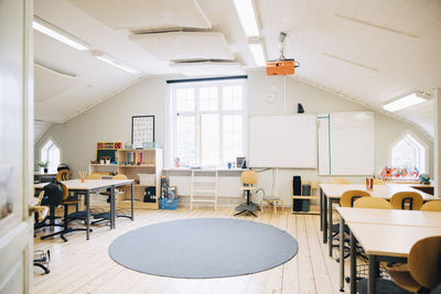 Interior of empty classroom in elementary school