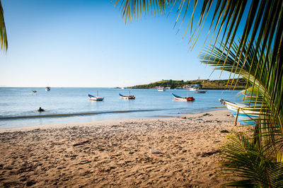 Scenic view of sea against clear sky
