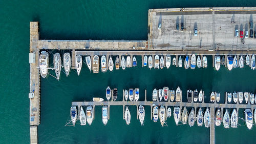 High angle view of buildings in city