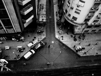 High angle view of street amidst buildings in city