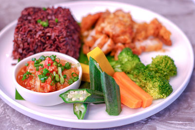 Close-up of salad served in plate