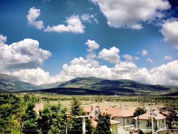 Scenic view of mountains against sky