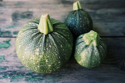 High angle view of squashes on table