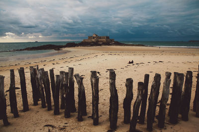 Scenic view of beach against sky