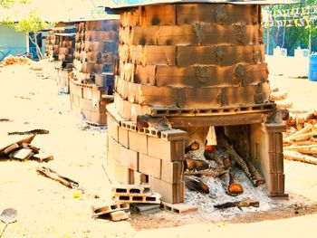 Panoramic view of construction site in city