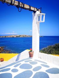 View of blue sea against clear sky