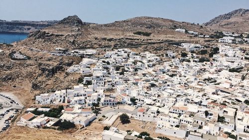 High angle view of cityscape against sky