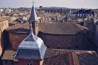 Rooftops in an aerial view of toulouse, france